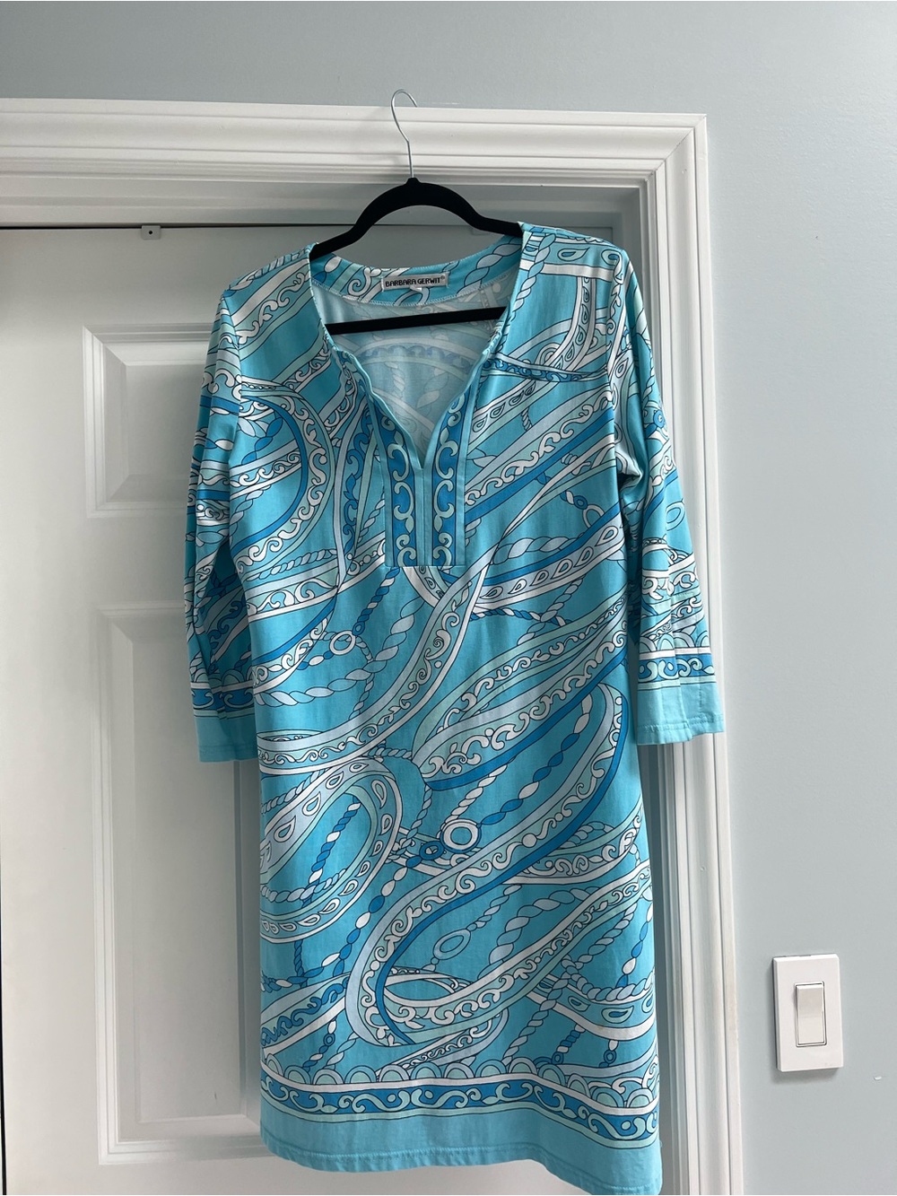 Asymmetrical Tunic Dress - Aqua Paisley